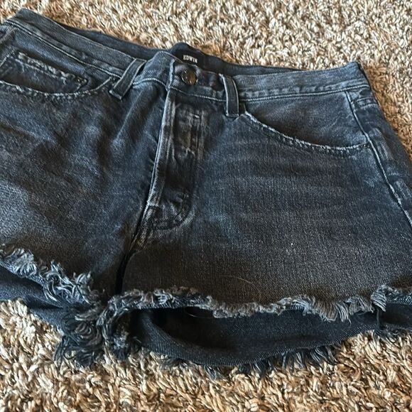 Edwin by Anthropologie black Jean shorts, size 30 - Picture 2 of 9